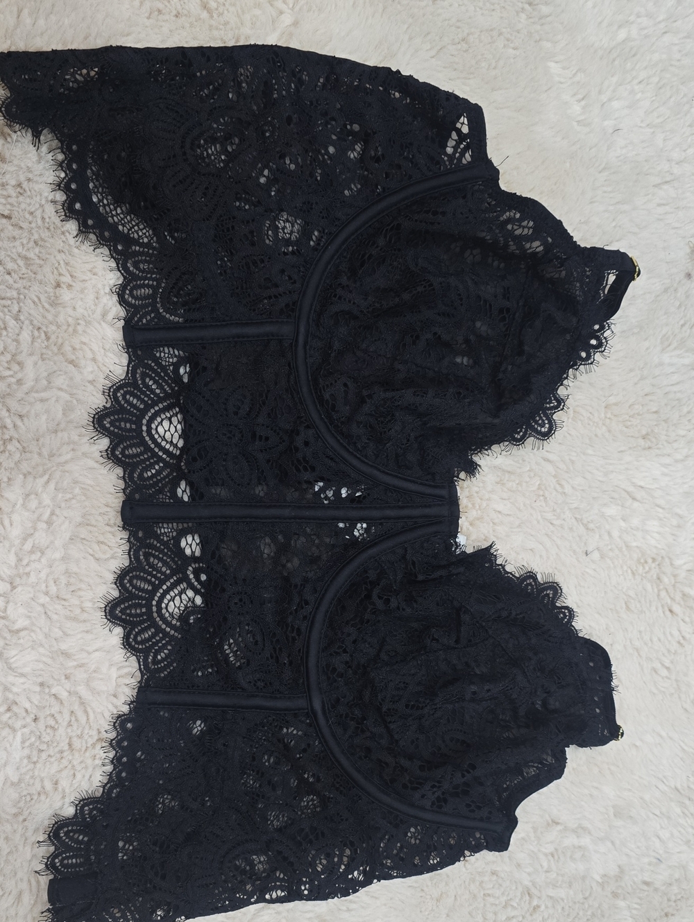 Anthropologie Black Lace Longline Bralette